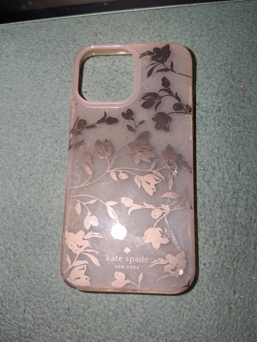 kate spade Black Floral Clear iPhone Case with Pink Tint